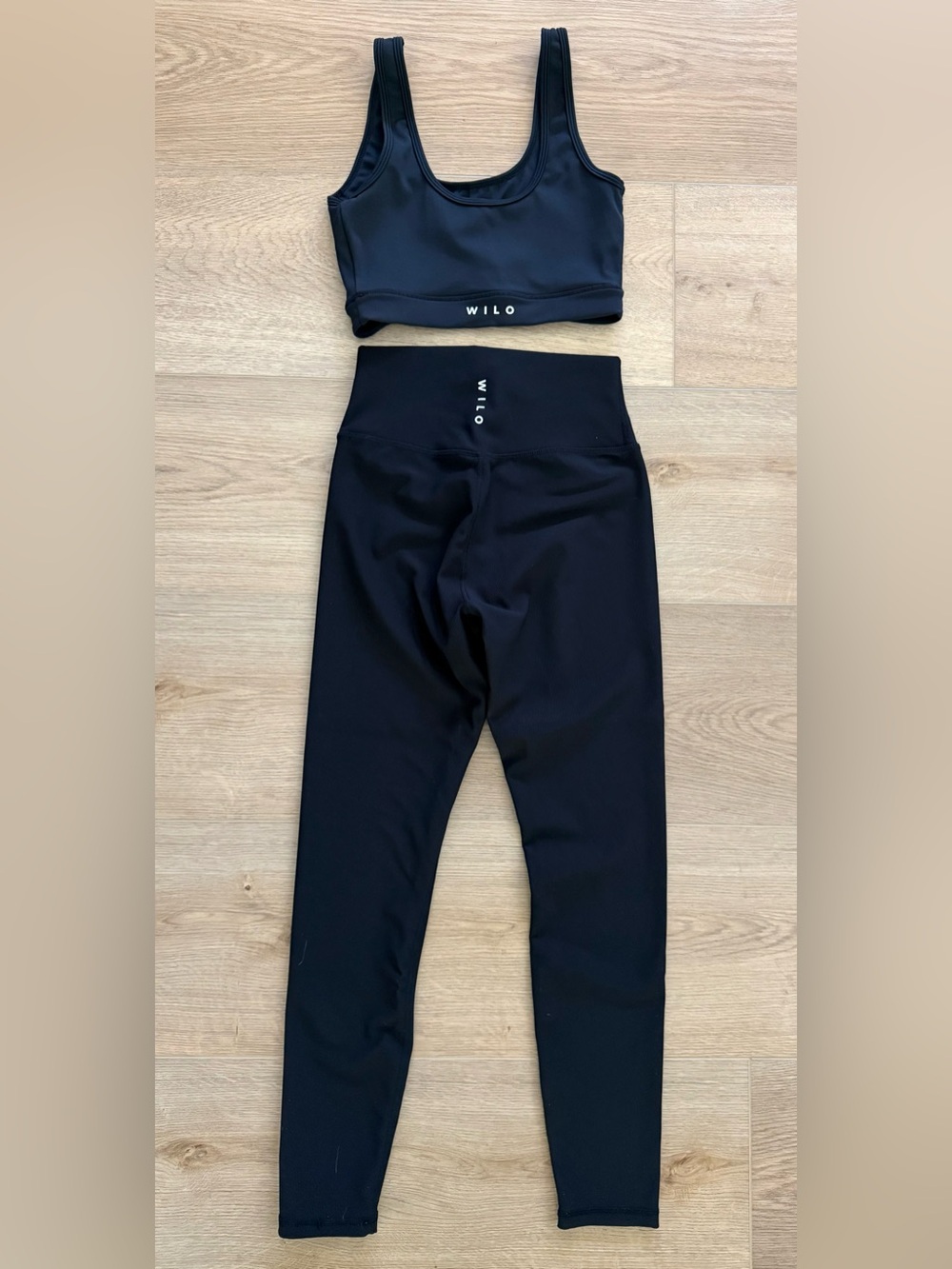 WILO The Label Black Ribbed Activewear Set Sports Bra S Leggings M - Picture 3 of 8